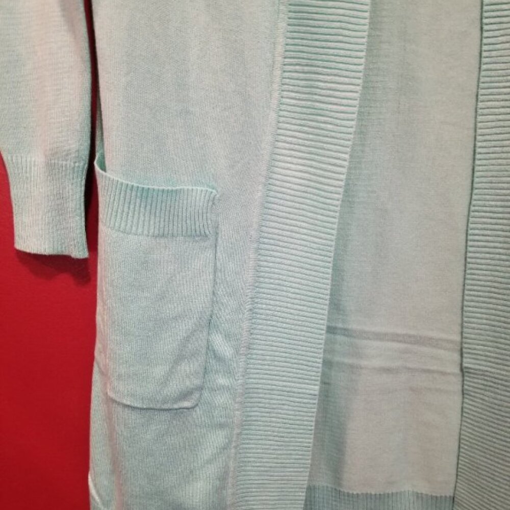 NEW Aqua Blue CIELO Long Cardigan Sweater Ladies SMALL - Picture 3 of 6